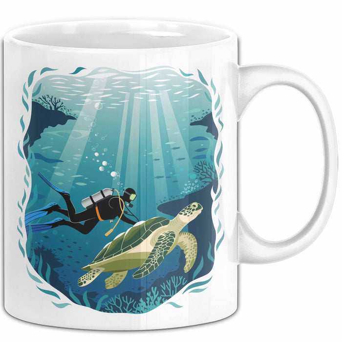 Taucher Tasse Geschenkidee für Tauch Enthusiasten Weiß Trendation