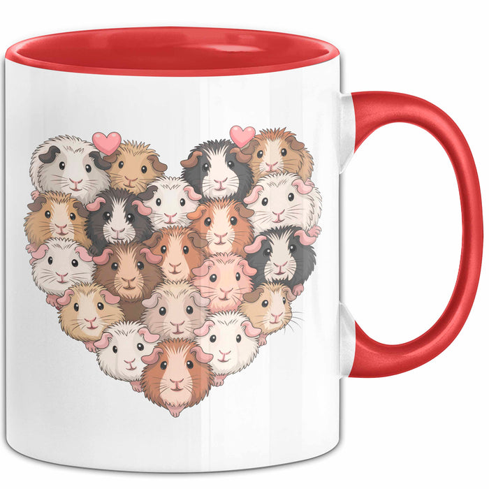 Meerschweinchen Herz Tierliebhaber Tasse Geschenk Lustige Geschenkidee Spruch Rot Trendation