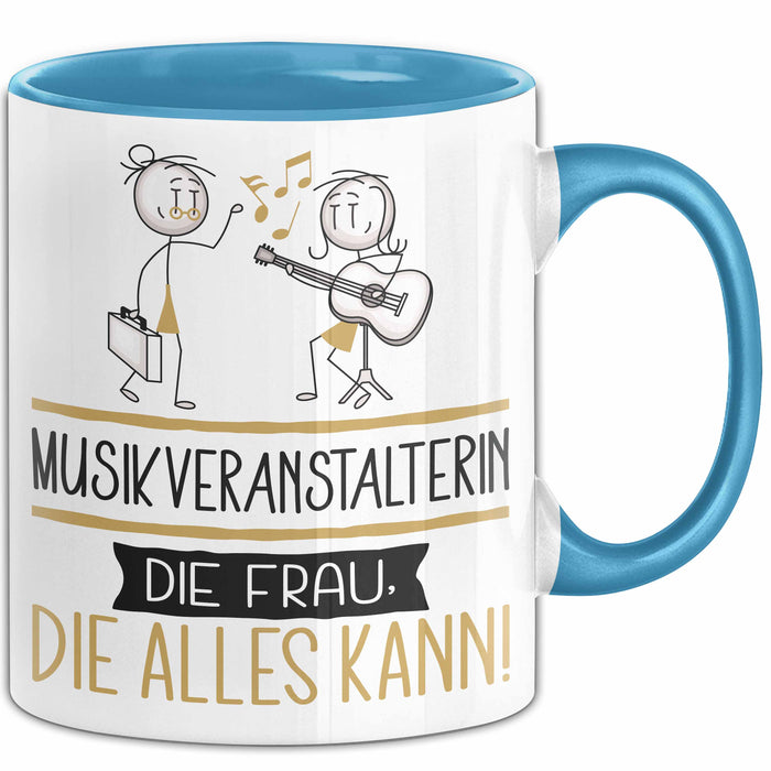 Musikveranstalterin Geschenk Tasse Becher Die Frau Die Allen Kann Geschenkidee für eine Musikveranstalterin Lustig Blau Trendation