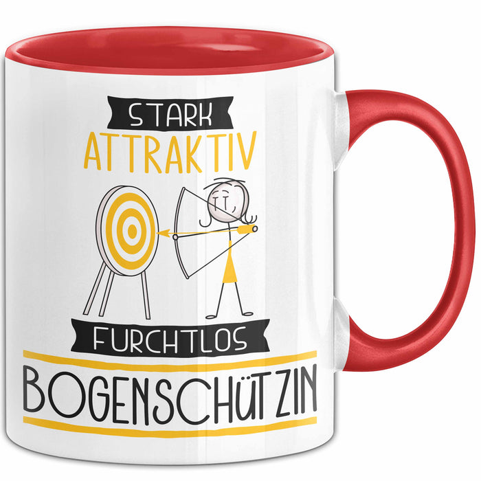 Bogenschützin Tasse Geschenk Becher Stark Attraktiv Furchtlos Bogenschützin Lustige Geschenkidee Rot Trendation