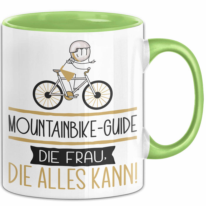 Mountainbike-Guide Geschenk Tasse Becher Die Frau Die Allen Kann Geschenkidee für eine Mountainbike-Guide Lustig Grün Trendation