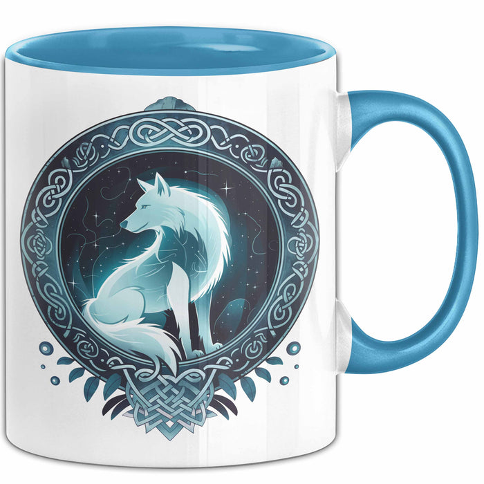 Wolf Tasse Geschenkidee Wikinger Fenriswolf Blau Trendation