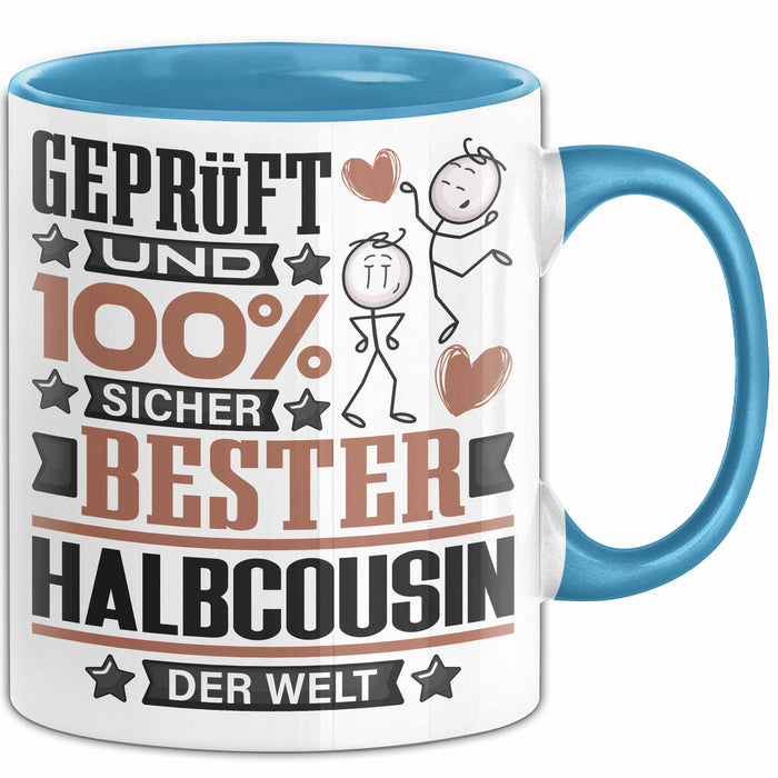 Halbcousin Geschenk Lustiger Spruch für Halbcousin Geschenkidee Bester Halbcousin Der Welt Blau Trendation