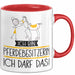 Geschenk für Pferdebesitzerin Tasse Lustige Geschenkidee Geburtstag Ich Bin Pferdebesitzerin Ich Darf Das Rot Trendation