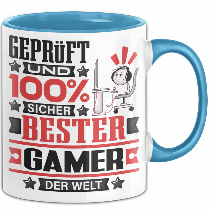 Gamer Geschenk Lustiger Spruch für Gamer Geschenkidee Bester Gamer Der Welt Blau Trendation