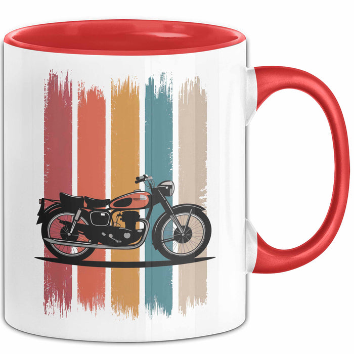 Retro Motorrad Tasse Geschenk Lustige Geschenkidee Spruch Rot Trendation