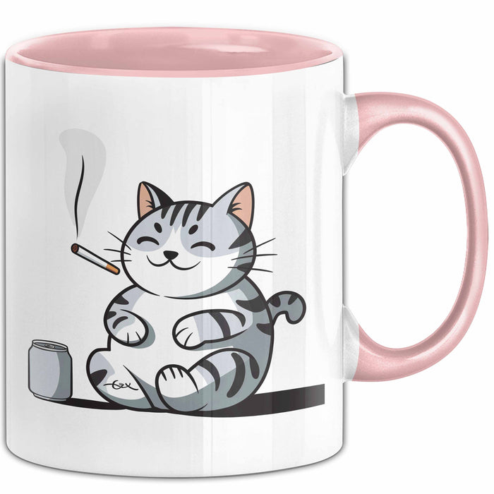 Sarkastische Rauchende Katze Sarkasmus Tasse Geschenk Lustige Geschenkidee Spruch Rosa Trendation