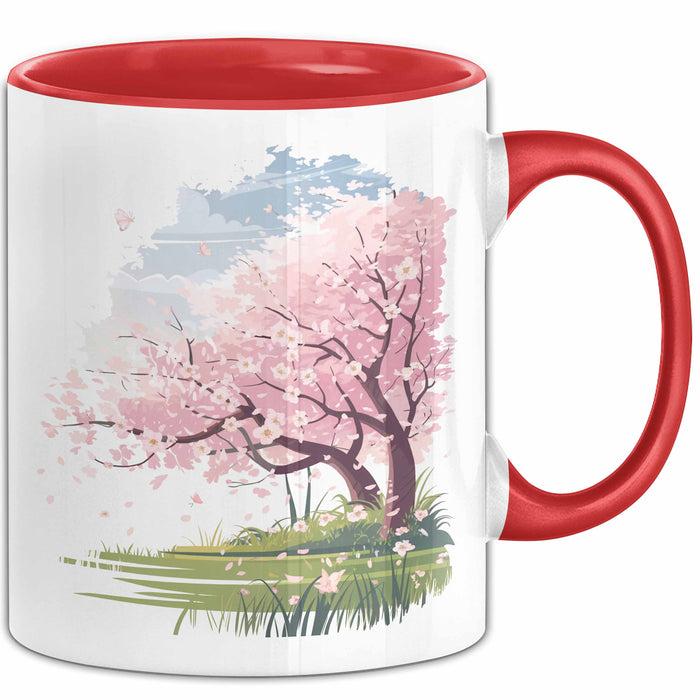 Frühlingszeit Tasse Geschenkidee für Naturliebhaber Rot Trendation