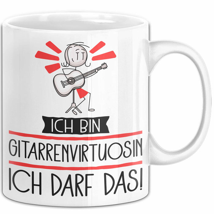 Geschenk für Gitarrenvirtuosin Tasse Lustige Geschenkidee Geburtstag Ich Bin Gitarrenvirtuosin Ich Darf Das Weiß Trendation