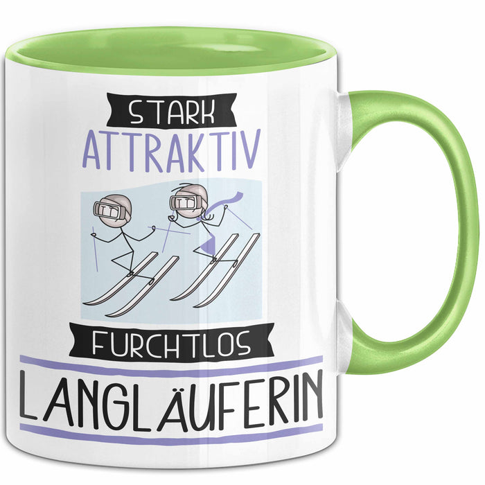 Langläuferin Tasse Geschenk Becher Stark Attraktiv Furchtlos Langläuferin Lustige Geschenkidee Grün Trendation