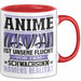 Anime Tasse Geschenk Realitätsflucht Lustiger Spruch Manga Fans Rot Trendation