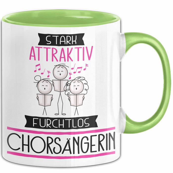Chorsängerin Tasse Geschenk Becher Stark Attraktiv Furchtlos Chorsängerin Lustige Geschenkidee Grün Trendation