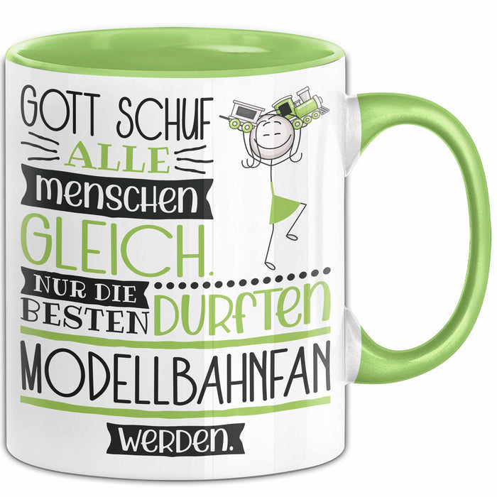 Modellbahnfan Geschenk Becher Tasse Gott Schuf Alle Menschen Gleich Nur Die Besten Durfeten Modellbahnfan Werden Geschenkidee Lustig Grün Trendation