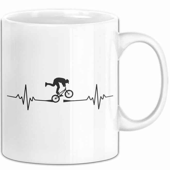 Fahrradfahren Tasse Geschenk Fahrradfahrer Herzschlag Biker Geschenkidee Lustig Weiß Trendation