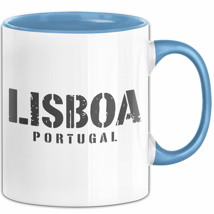 Lissabon Portugal Tasse Geschenk Lustige Geschenkidee Spruch Blau Trendation