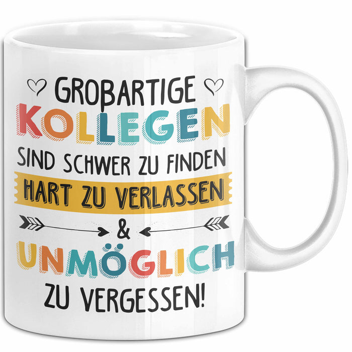 Büroarbeit Kollege Tasse Geschenk Lustige Geschenkidee Spruch Großartige Kollegen Sind Schwer Zu Finden Weiß Trendation
