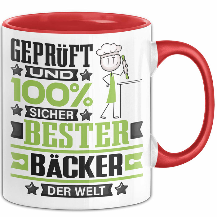 Bäcker Geschenk Lustiger Spruch für Bäcker Geschenkidee Bester Bäcker Der Welt Rot Trendation
