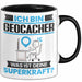 Geocacher Tasse Geschenk für Geocacher Geburtstag Lustiger Spruch Kaffee-Becher Was Ist Deine Superkraft Schwarz Trendation