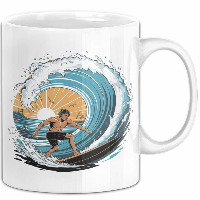 Surfer Tasse Geschenkidee für Wellenreiter Lustiger Spruch Weiß Trendation
