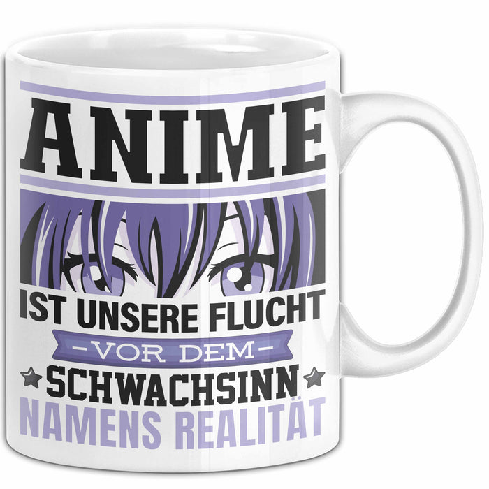 Anime Tasse Geschenk Realitätsflucht Lustiger Spruch Manga Fans Weiß Trendation