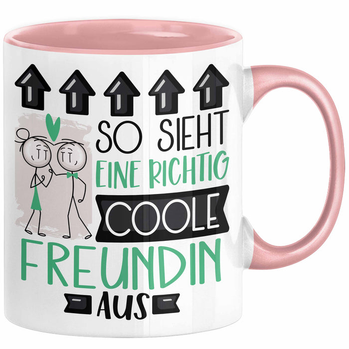 Freundin Geschenk Tasse Lustig Geschenkidee für Freundin Geburtstag So Sieht Eine Richtig Coole Freundin Aus Frauen Spruch Rosa Trendation