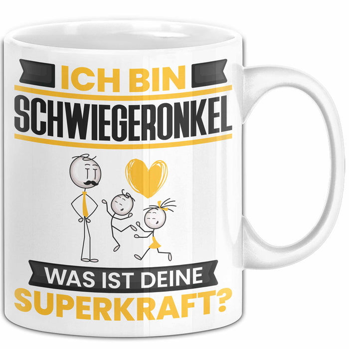 Schwiegeronkel Tasse Geschenk für Schwiegeronkel Geburtstag Lustiger Spruch Kaffee-Becher Was Ist Deine Superkraft Weiß Trendation