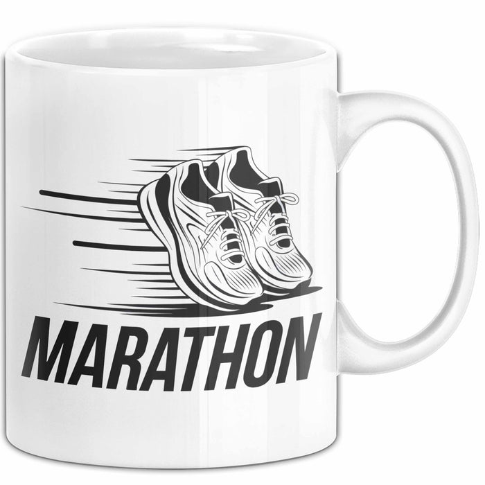 Marathonläufer Tasse Geschenkidee für Laufexperten Weiß Trendation