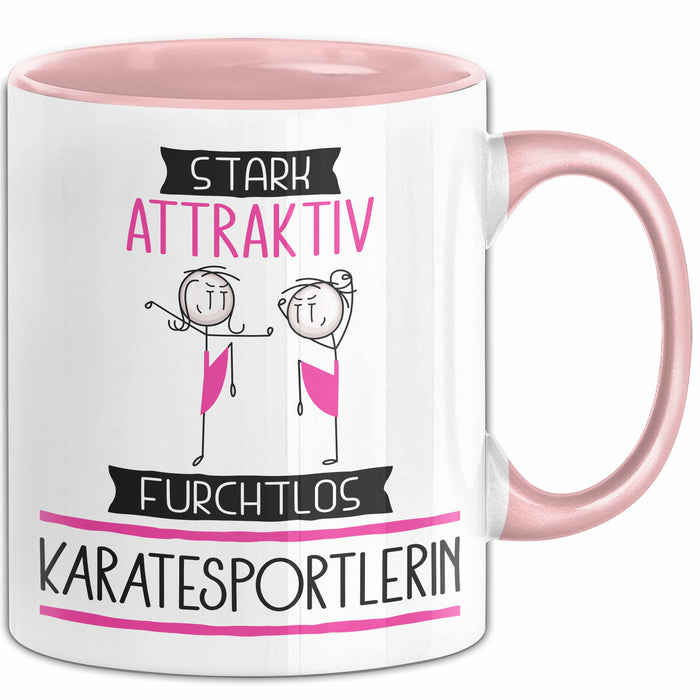 Karatesportlerin Tasse Geschenk Becher Stark Attraktiv Furchtlos Karatesportlerin Lustige Geschenkidee Rosa Trendation