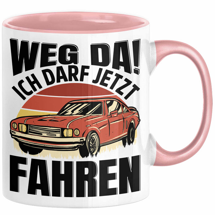 Führerschein Bestanden Geschenk Tasse Führerscheinprüfung Bestanden Geschenkidee Weg Da Ich Darf Jetzt Fahren Rosa Trendation