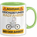 Radfahrer Tasse Geschenk Lustiger Spruch Geschenkidee für Radfahrer Achtung Hochleistungs Radfahrer Bei Der Arbeit Grün Trendation