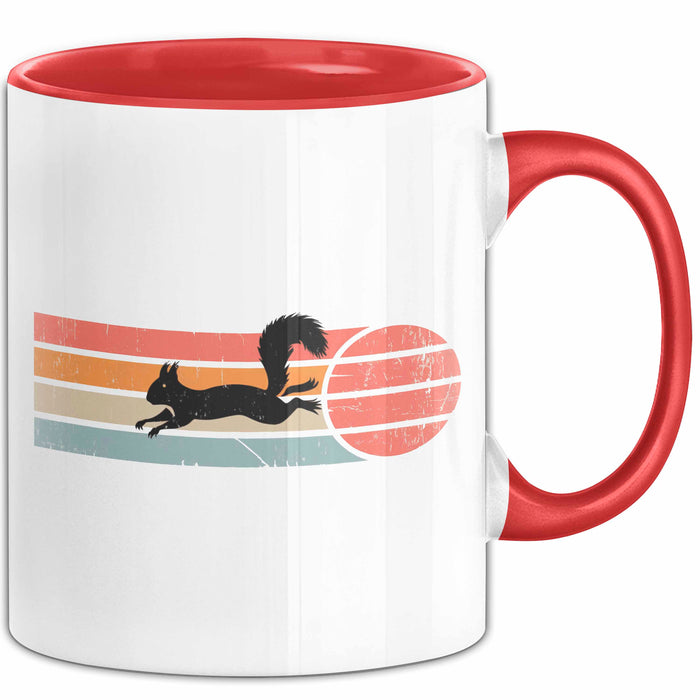 Eichhörnchen Tierliebhaber Retro Tasse Geschenk Lustige Geschenkidee Spruch Rot Trendation
