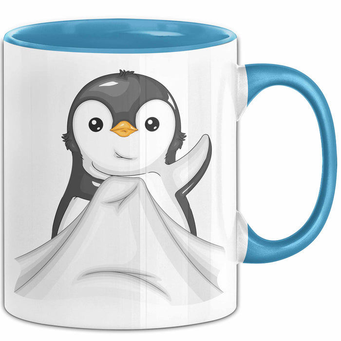 Lustige Tasse Geschenk Klein Pinguin Süßer Becher Spruch Blau Trendation