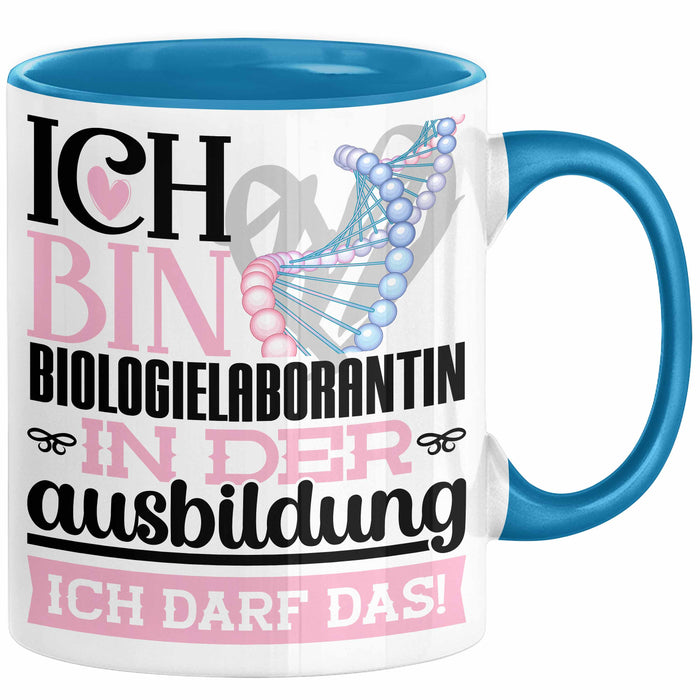 Biologielaborantin Ausbildung Start Geschenk Tasse Ich Bin Biologielaborantin In Der Ausbildung Ich Darf Das Kaffee-Becher Geschenkidee Blau Trendation