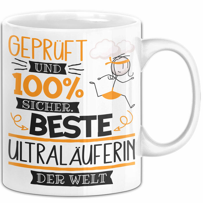 Beste Ultraläuferin Der Welt Tasse Geschenk für Eine Ultraläuferin Geprüft Und Sicher Geschenkidee Geburtstag Weihnachten Weiß Trendation