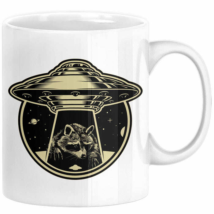 Waschbär Geschenk Tasse Ufo Alien Waschbär-Liebhaber Geschenkdidee Weiß Trendation