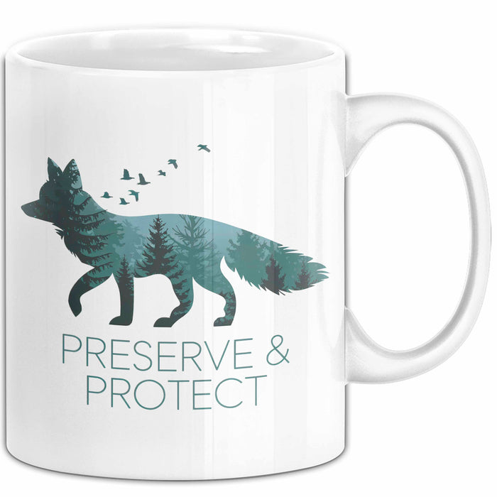 Fuchs Tierliebhaber Tasse Geschenk Lustige Geschenkidee Spruch Bewahren & Schützen Weiß Trendation