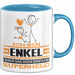 Enkel Geschenk Tasse Ich Bin Enkel Aber Sag Doch Einfach Superheld Lustige Geschenkdiee für Enkel Kaffee-Becher Blau Trendation