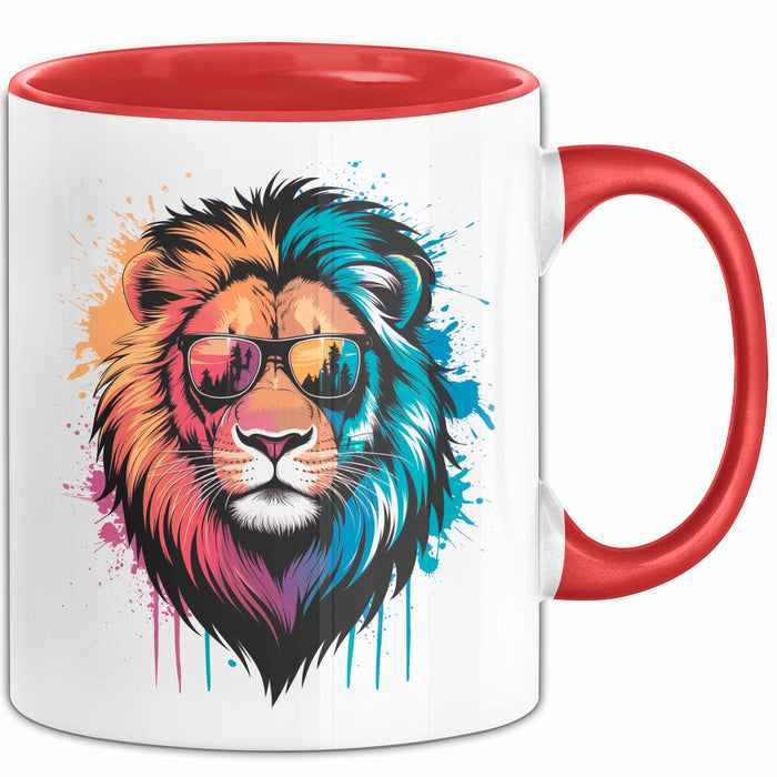 Löwe Mit Sonnenbrille Tasse Geschenk Lustige Geschenkidee Spruch Rot Trendation