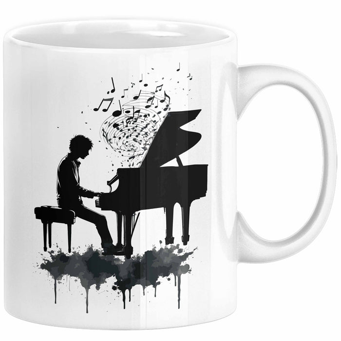 Klavier-Spieler Geschenk Tasse Grafik Piano Spielerin Geschenkidee Becher Weiß Trendation