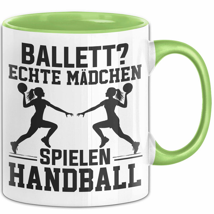 Handball-Spielerin Tasse Geschenk Frauen Ballett Echte Mädchen Spielen Handball Grün Trendation