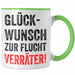 Trendation - Jobwechsel Tasse Geschenk Kollegin Kollege Lustig Abschiedsgeschenk Sprüche Glückwunsch Zur Flucht Trendation