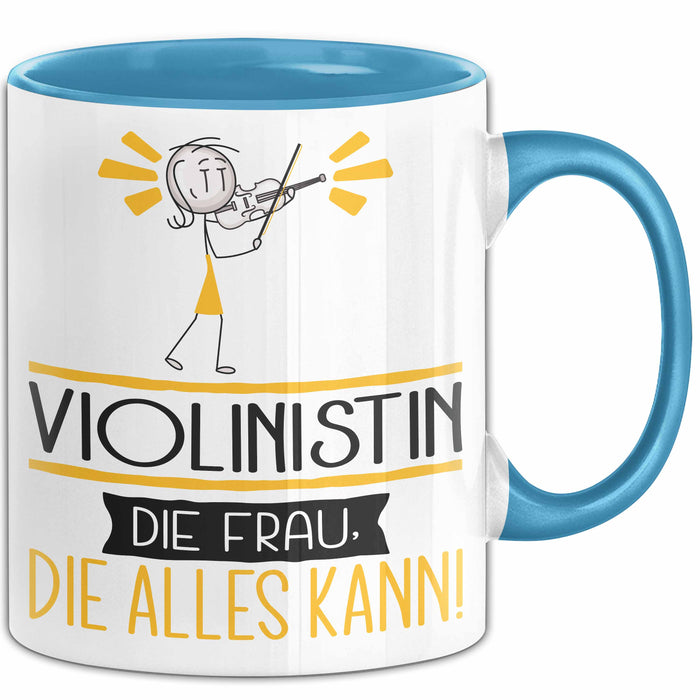 Violinistin Geschenk Tasse Becher Die Frau Die Allen Kann Geschenkidee für eine Violinistin Lustig Blau Trendation