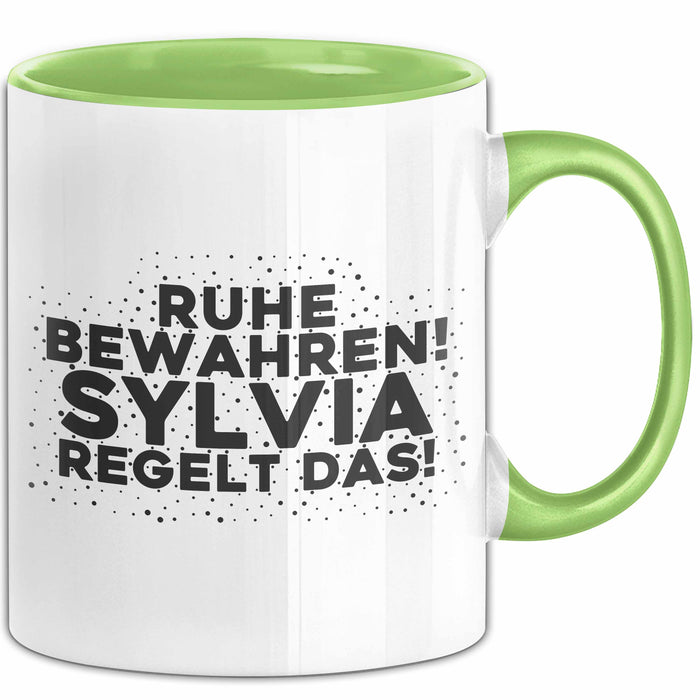 Sylvia Tasse Ruhe Bewahren! Sylvia Regelt Das! Geschenk Grün Trendation