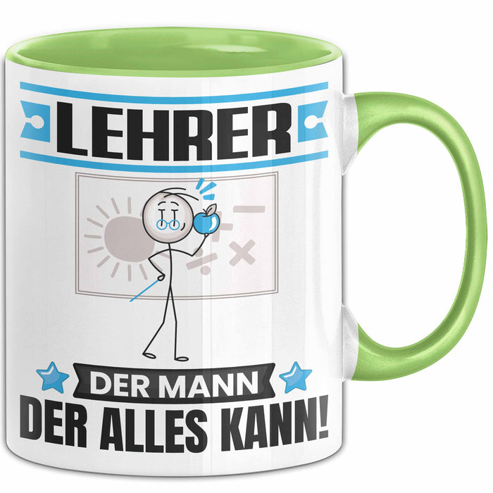 Lehrer Tasse Geschenk für Lehrer Der Mann Der Alles Kann Geschenkidee zum Geburtstag Grün Trendation