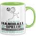 Handballspieler Geschenk Tasse Ich Bin Handballspieler Aber Sag Doch Einfach Superheld Lustige Geschenkdiee für Handballspieler Kaffee-Becher Grün Trendation