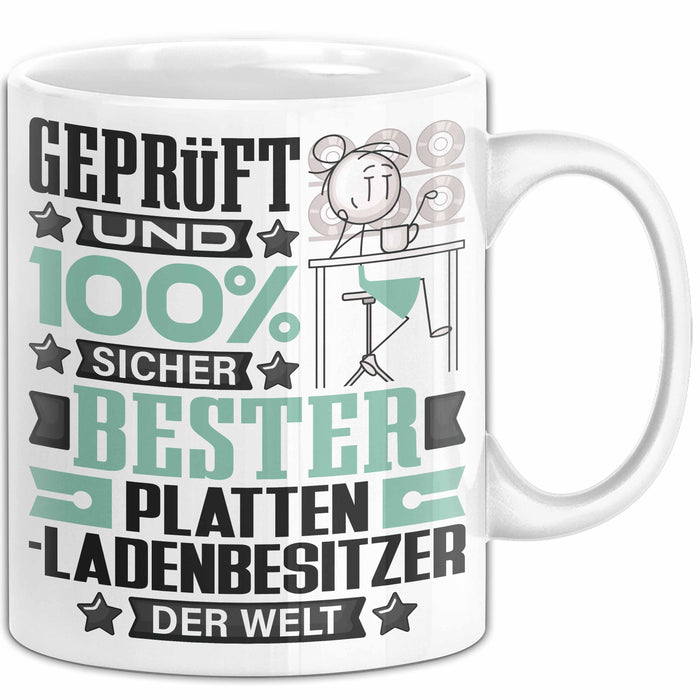 Plattenladenbesitzer Geschenk Lustiger Spruch für Plattenladenbesitzer Geschenkidee Bester Plattenladenbesitzer Der Welt Weiß Trendation