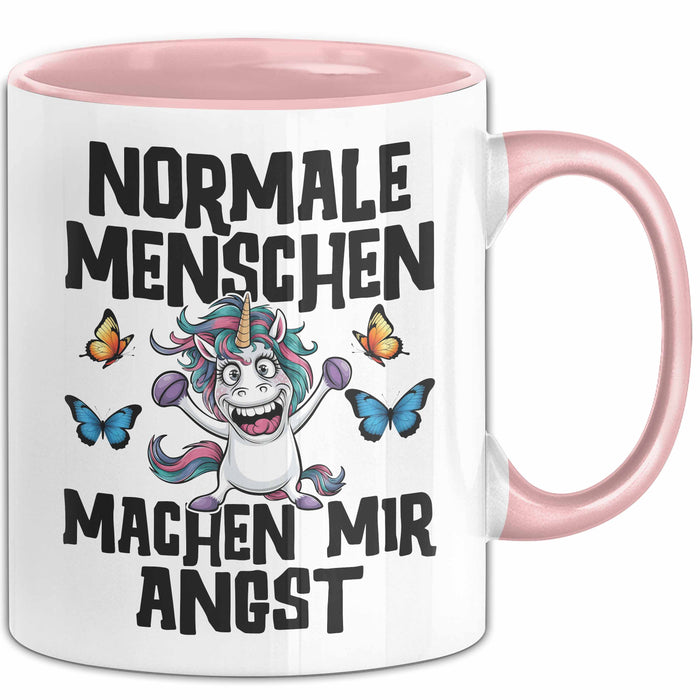 Einhorn Tasse Geschenk Normale Menschen Machen Mir Angst Geschenkidee Rosa Trendation