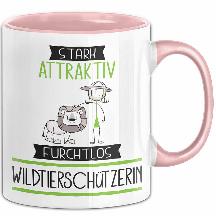 Wildtierschützerin Tasse Geschenk Becher Stark Attraktiv Furchtlos Wildtierschützerin Lustige Geschenkidee Rosa Trendation
