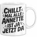 Annette Tasse Geschenk Chillt Mal Alle Annette Ist Ja Jetzt Da Geschenkidee Becher mit Name Weiß Trendation