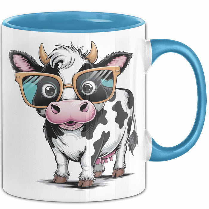 Kuh Liebhaber Tasse Geschenkidee für Bauernhoftier Fans Blau Trendation